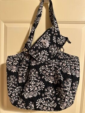 Vera Bradley Black Floral Quilted Shoulder Bag and wallet